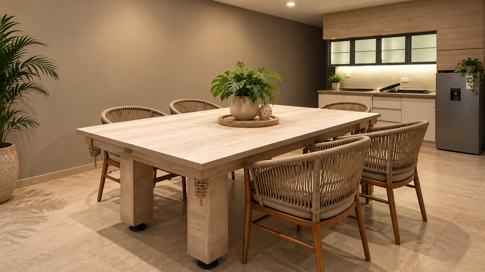 Mesa Black Star Pool con tapa de comedor en un quincho contemporáneo