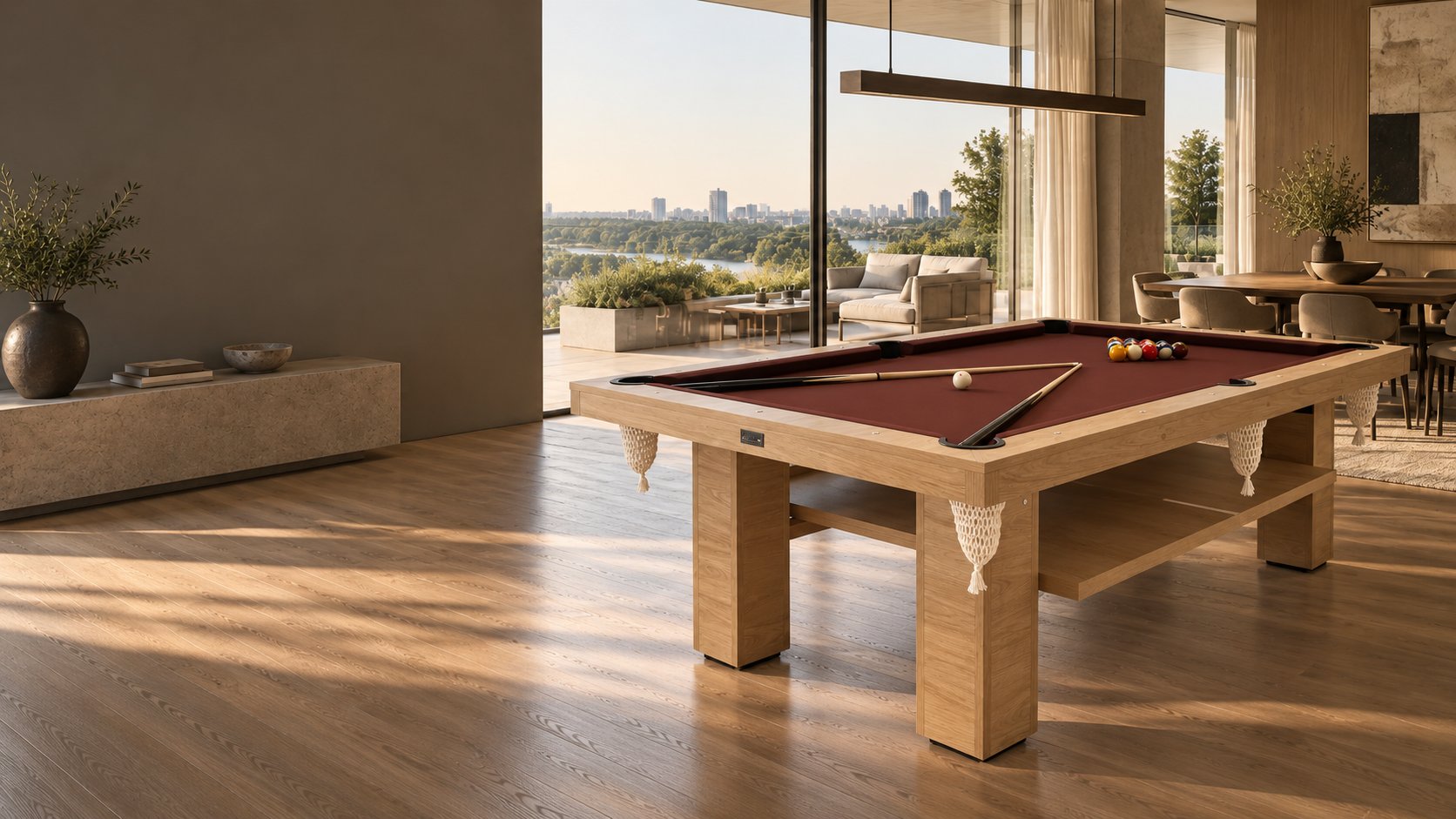 Mesa Black Star Pool integrada a una residencia contemporánea